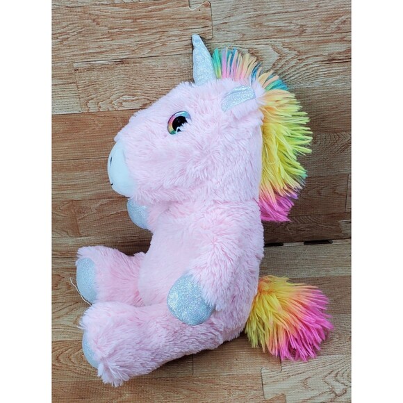 Spark Create Imagine Pink Rainbow Silver Unicorn 13" Plush Stuffed Animal Toy - Picture 2 of 8